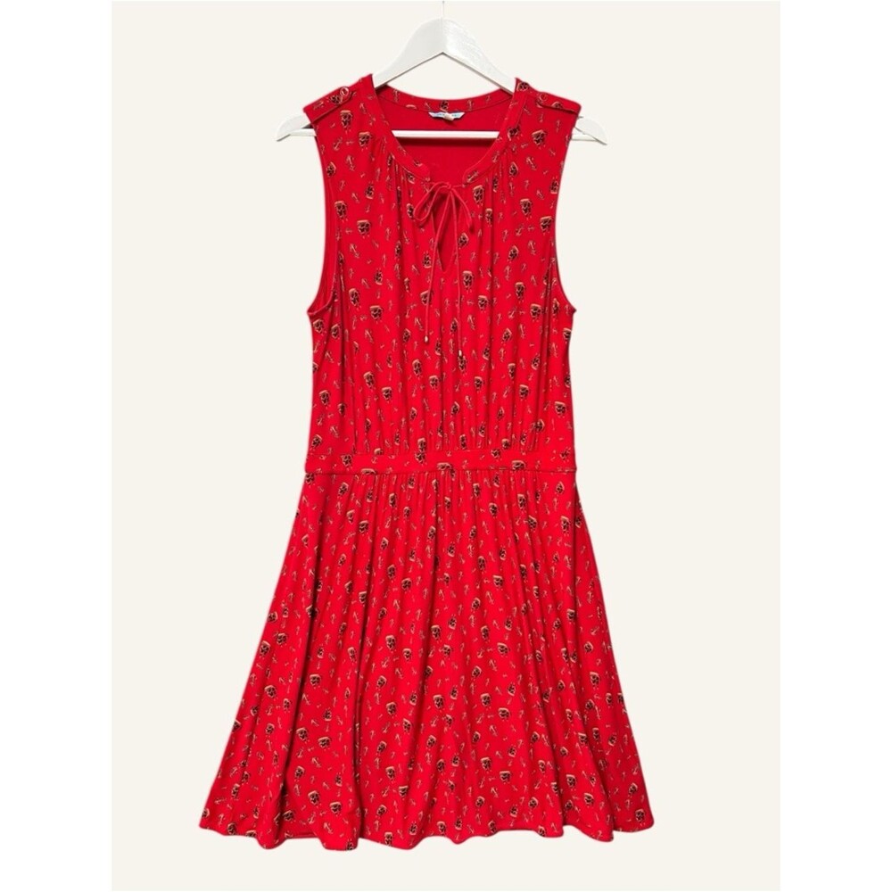 Anthropologie Leifnotes Skipper Dress Size Large Red Nautical Anchor Sleeveless